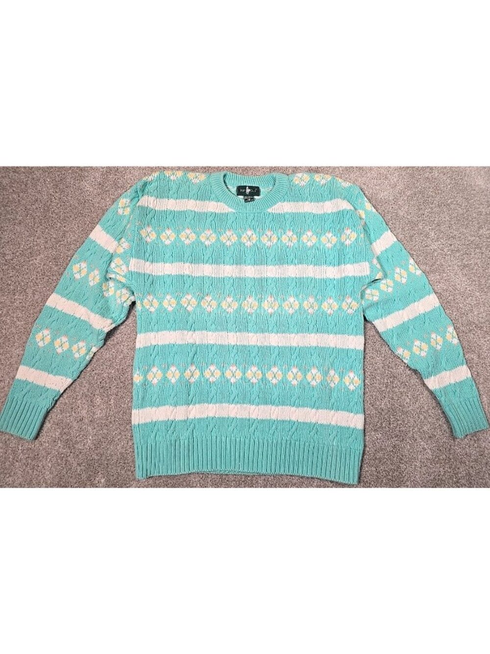 Hunt Club Vtg Sweater Cable Knit Geometric Diamond Pattern USA Made Women's M